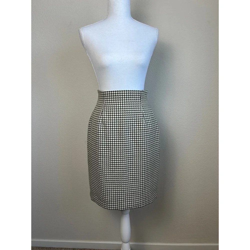 VTG 90s Rina Rossi Houndstooth Skirt Suit Sz 6 Parisian Made USA Career Academia